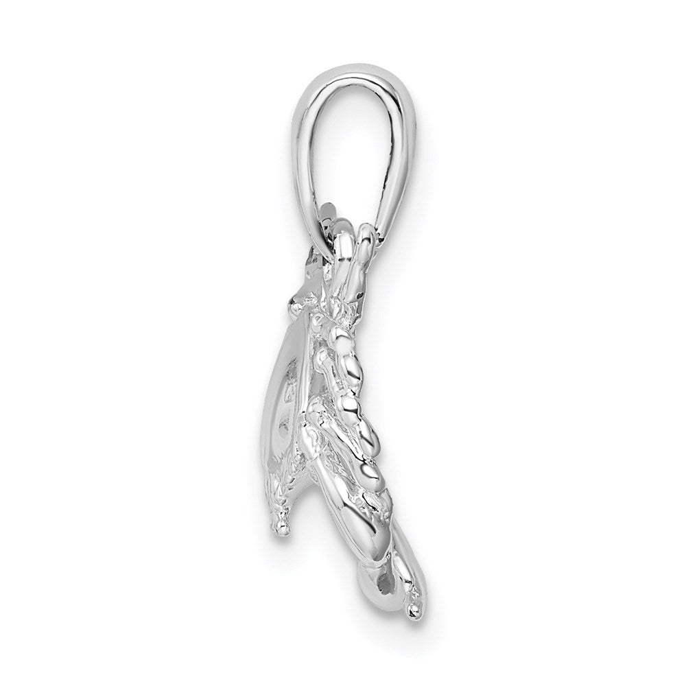 Sterling Silver Rhodium-plated Polished Stone Crab Pendant
