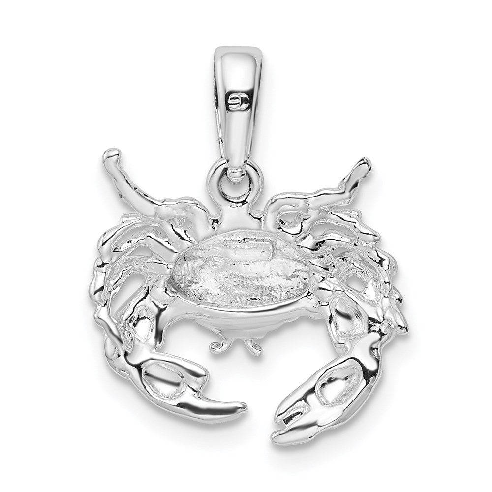 Sterling Silver Rhodium-plated Polished Stone Crab Pendant