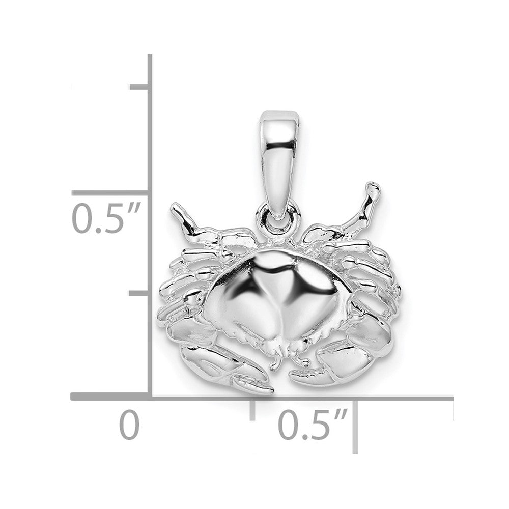 Sterling Silver Rhodium-plated Polished Stone Crab Pendant
