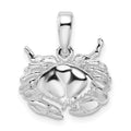 Sterling Silver Rhodium-plated Polished Stone Crab Pendant