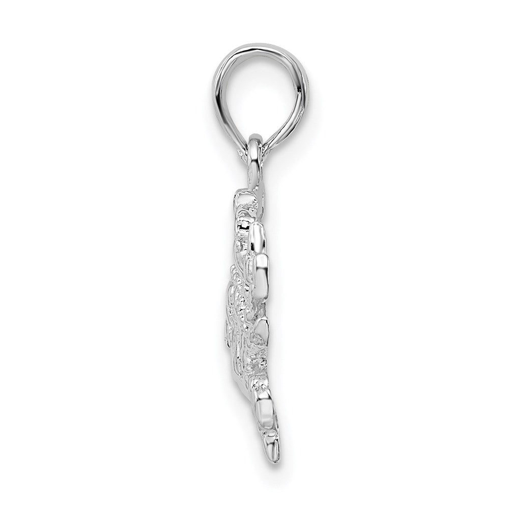 Sterling Silver Rhodium-plated Polished Blue Crab Pendant