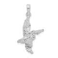 Sterling Silver Rhodium-plated Polished 3D Flying Pelican Pendant