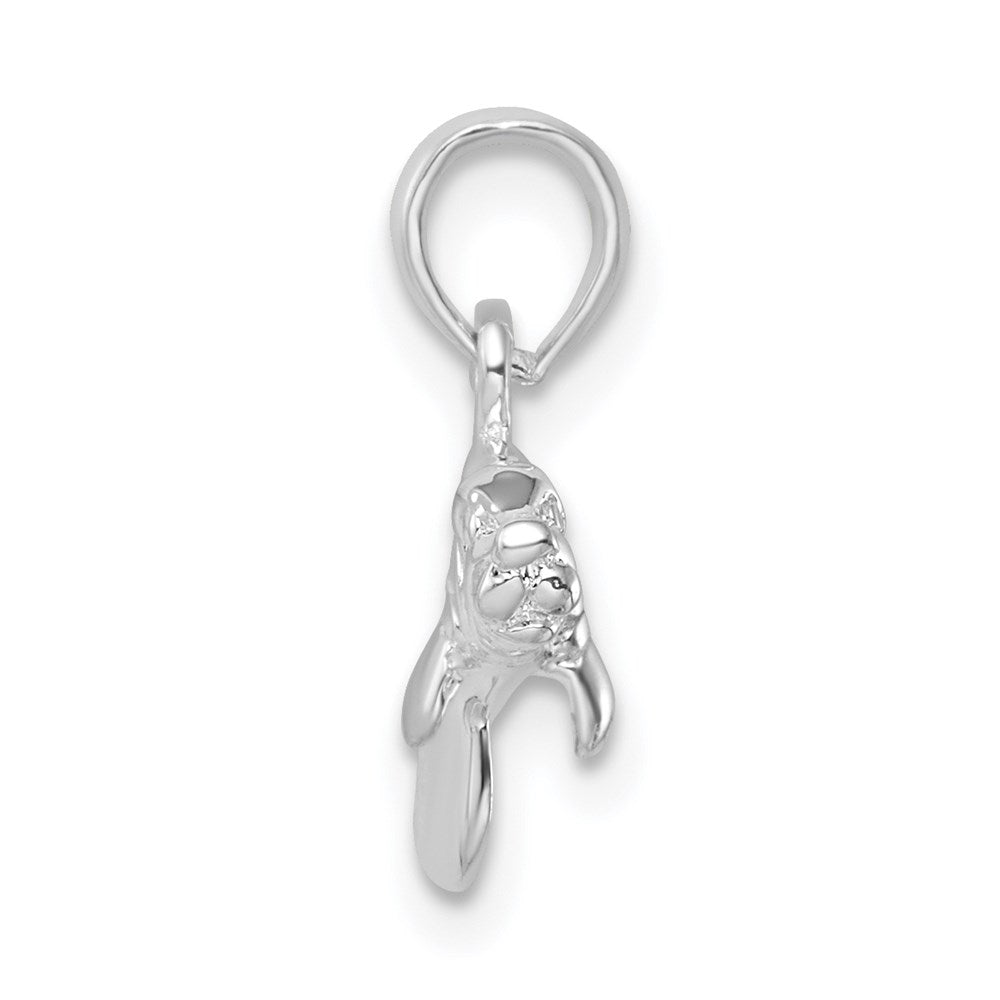 Sterling Silver Rhodium-plated Polished 3D Manatee Pendant