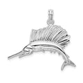 Sterling Silver Rhodium-plated Polished Sailfish Pendant