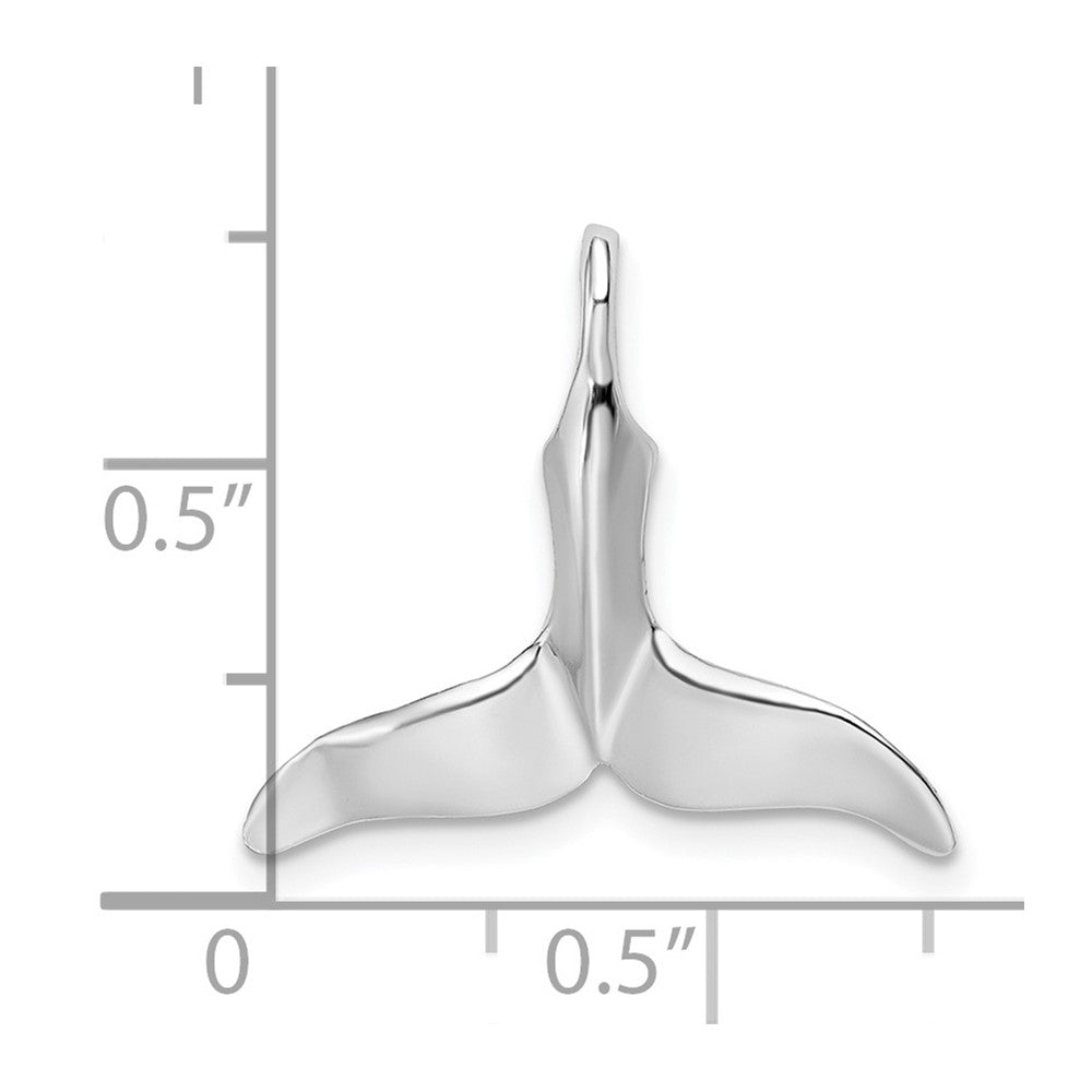 Sterling Silver Rhodium-plated Polished Whale Tail Pendant