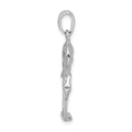 Sterling Silver Rhodium-plated Polished 3D Flamingo Pendant