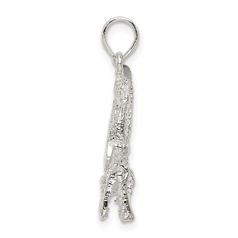 Sterling Silver Rhodium-plated Polished 3D Alligator Pendant