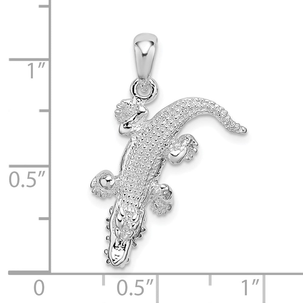 Sterling Silver Rhodium-plated Polished 3D Alligator Pendant