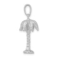 Sterling Silver Rhodium-plated Polished/Textured 3D Palm Tree Pendant