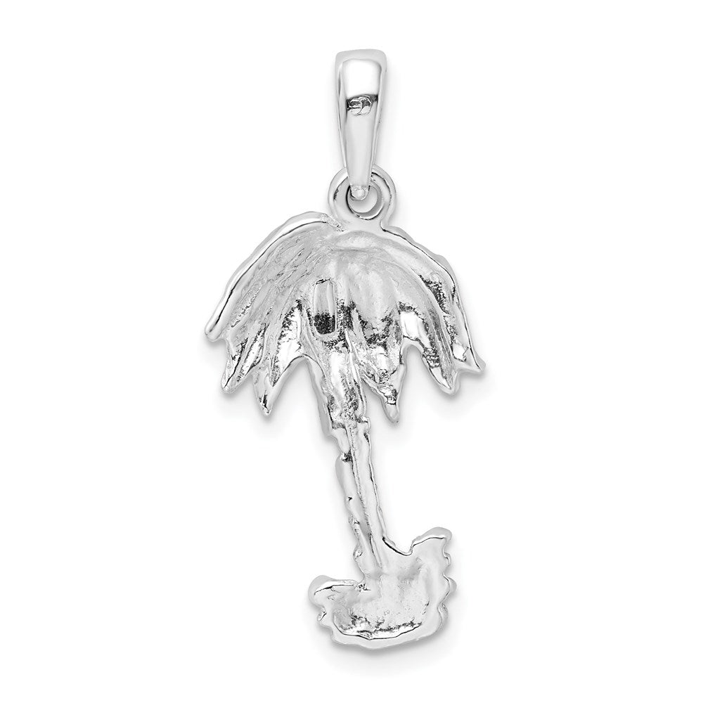 Sterling Silver Rhodium-plated Polished Palm Tree Pendant
