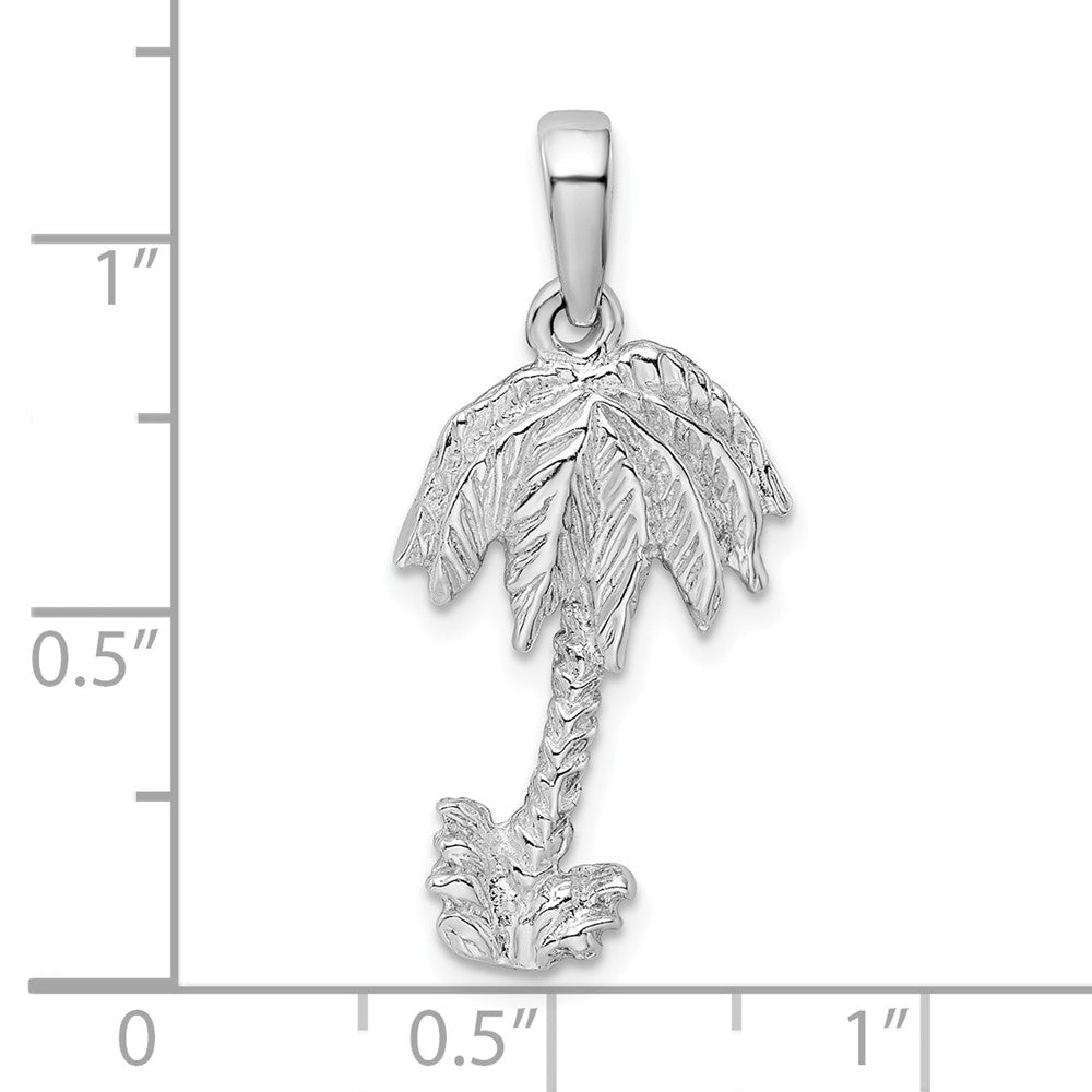 Sterling Silver Rhodium-plated Polished Palm Tree Pendant