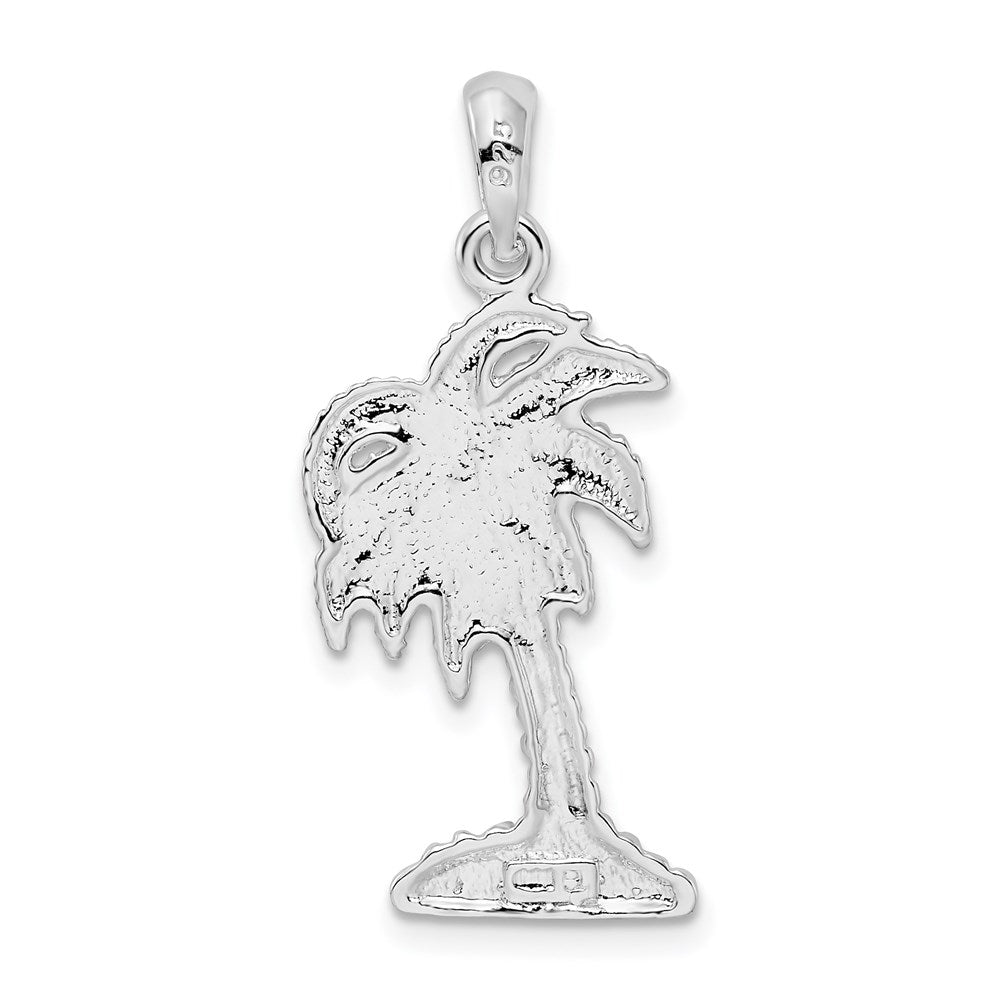 Sterling Silver Rhodium-plated Polished Small Palmetto Tree Pendant