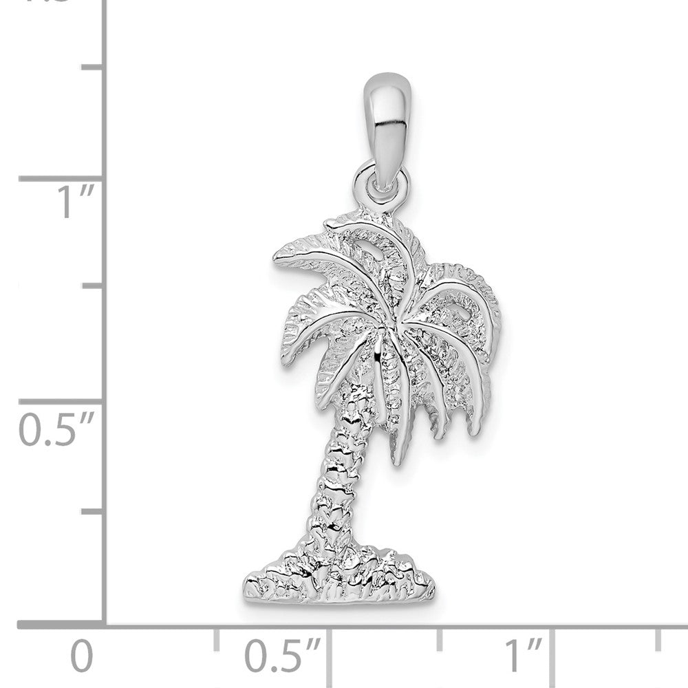 Sterling Silver Rhodium-plated Polished Small Palmetto Tree Pendant