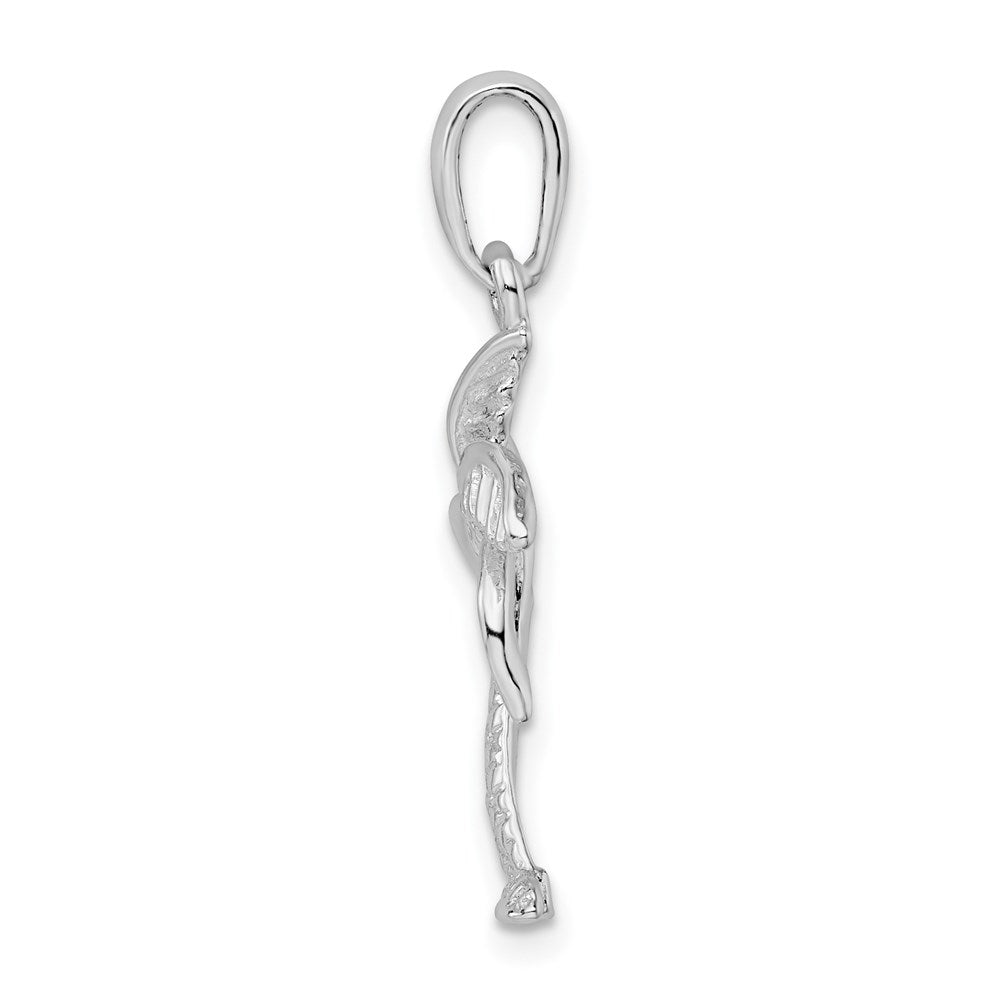 Sterling Silver Rhodium-plated Palm Tree w/Textured Trunk Pendant