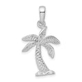 Sterling Silver Rhodium-plated Palm Tree w/Textured Trunk Pendant