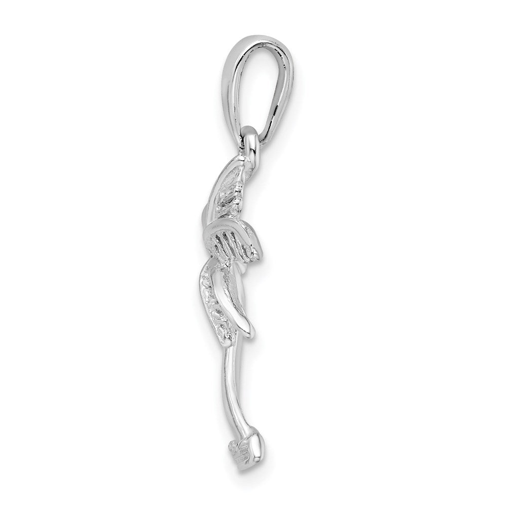 Sterling Silver Rhodium-plated Polished Palm Tree Pendant