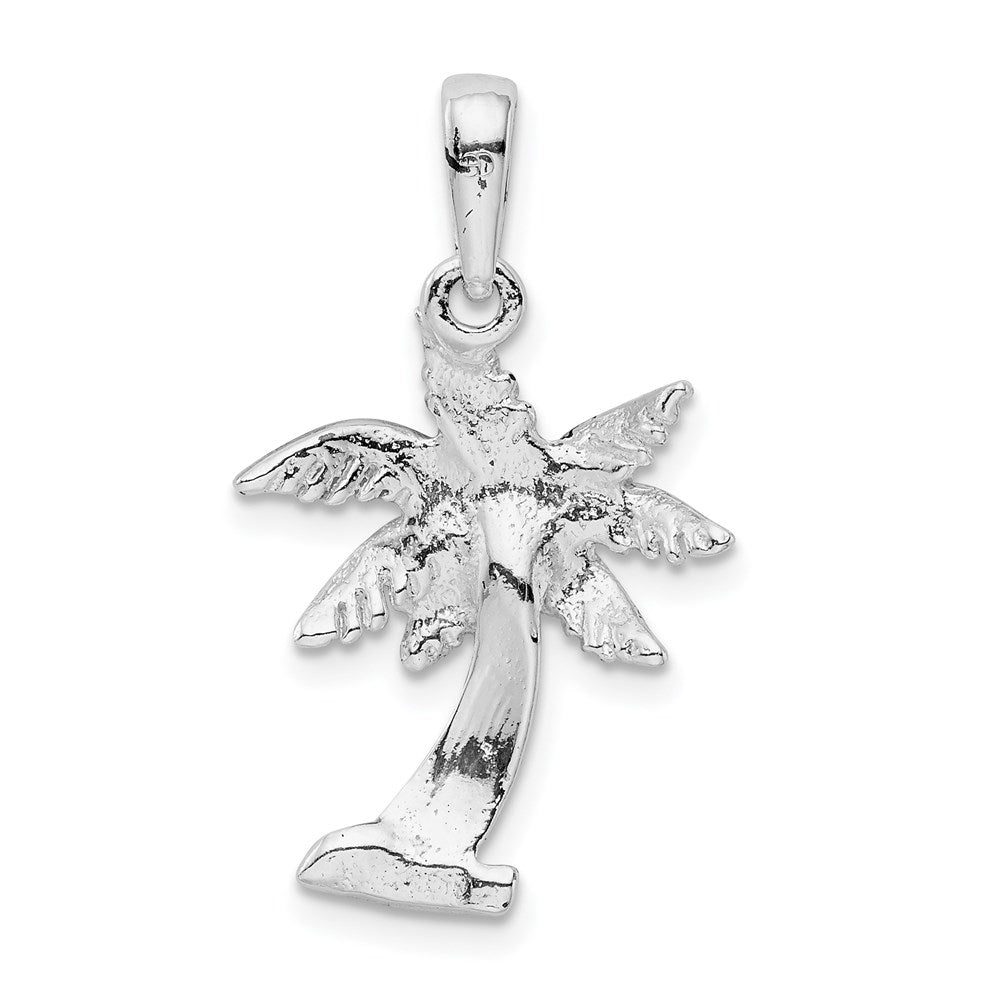 Sterling Silver Rhodium-plated Polished Palm Tree Pendant