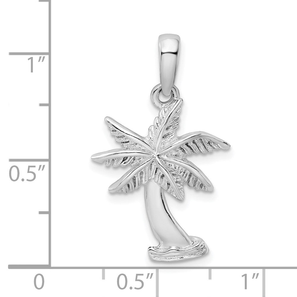 Sterling Silver Rhodium-plated Polished Palm Tree Pendant