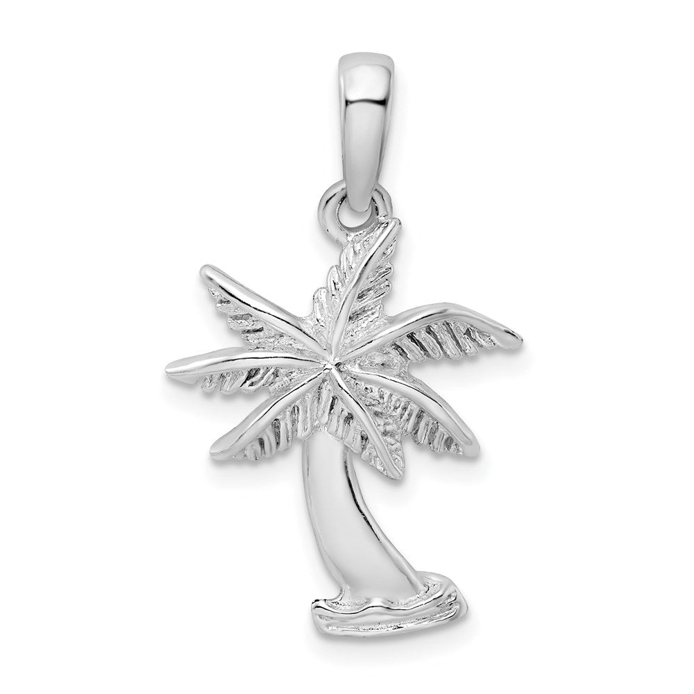 Sterling Silver Rhodium-plated Polished Palm Tree Pendant