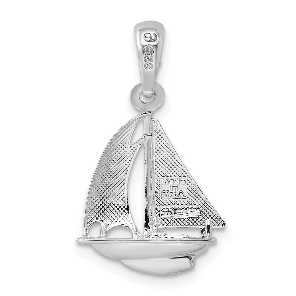 Sterling Silver Polished 3D Sailboat Pendant