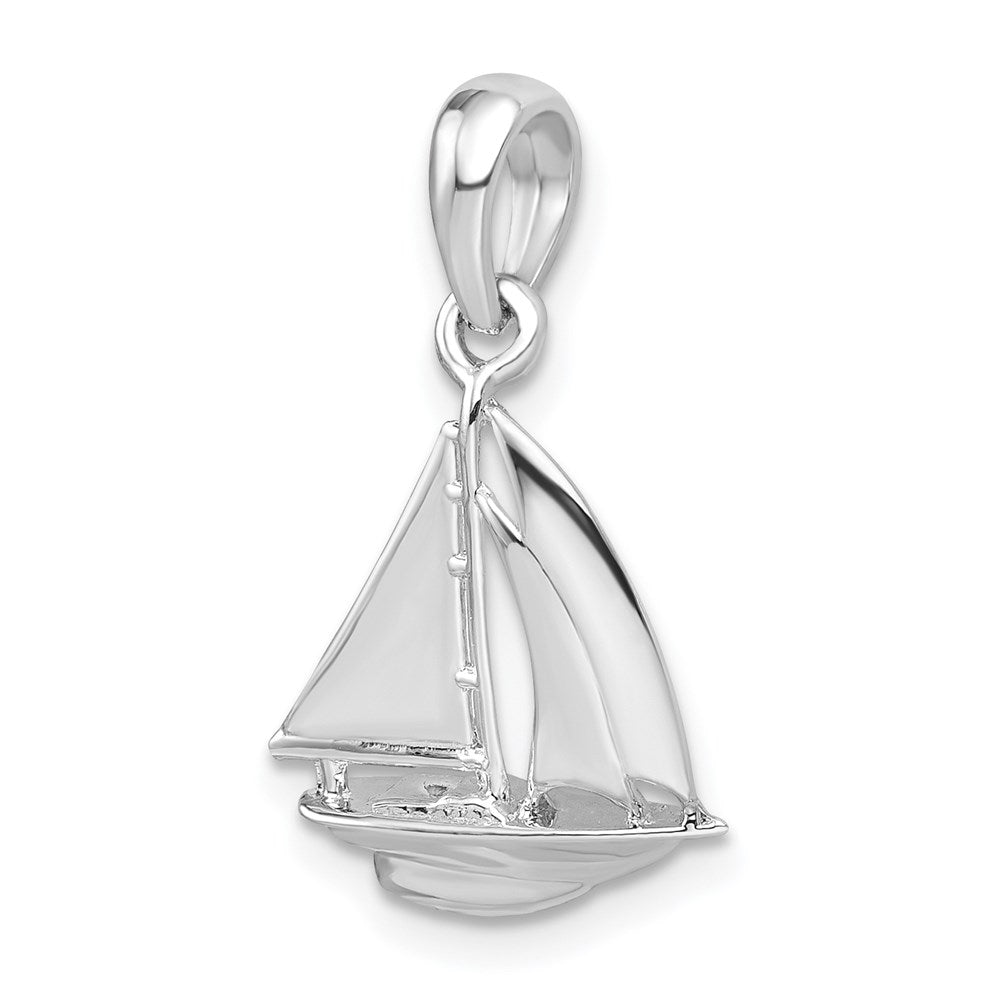 Sterling Silver Polished 3D Sailboat Pendant