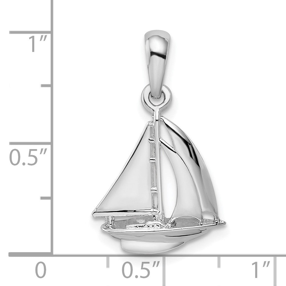 Sterling Silver Polished 3D Sailboat Pendant