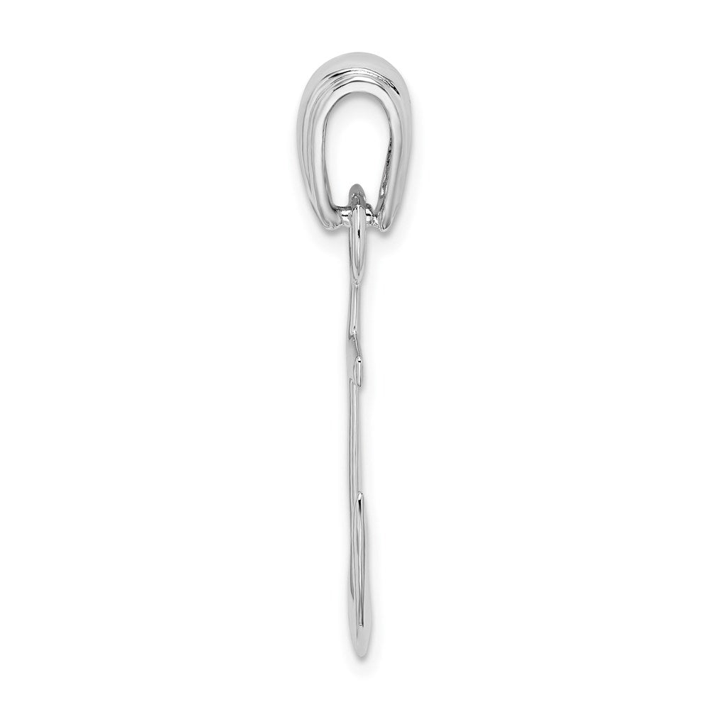 Sterling Silver Rhodium-plated Polished 3D Anchor Pendant