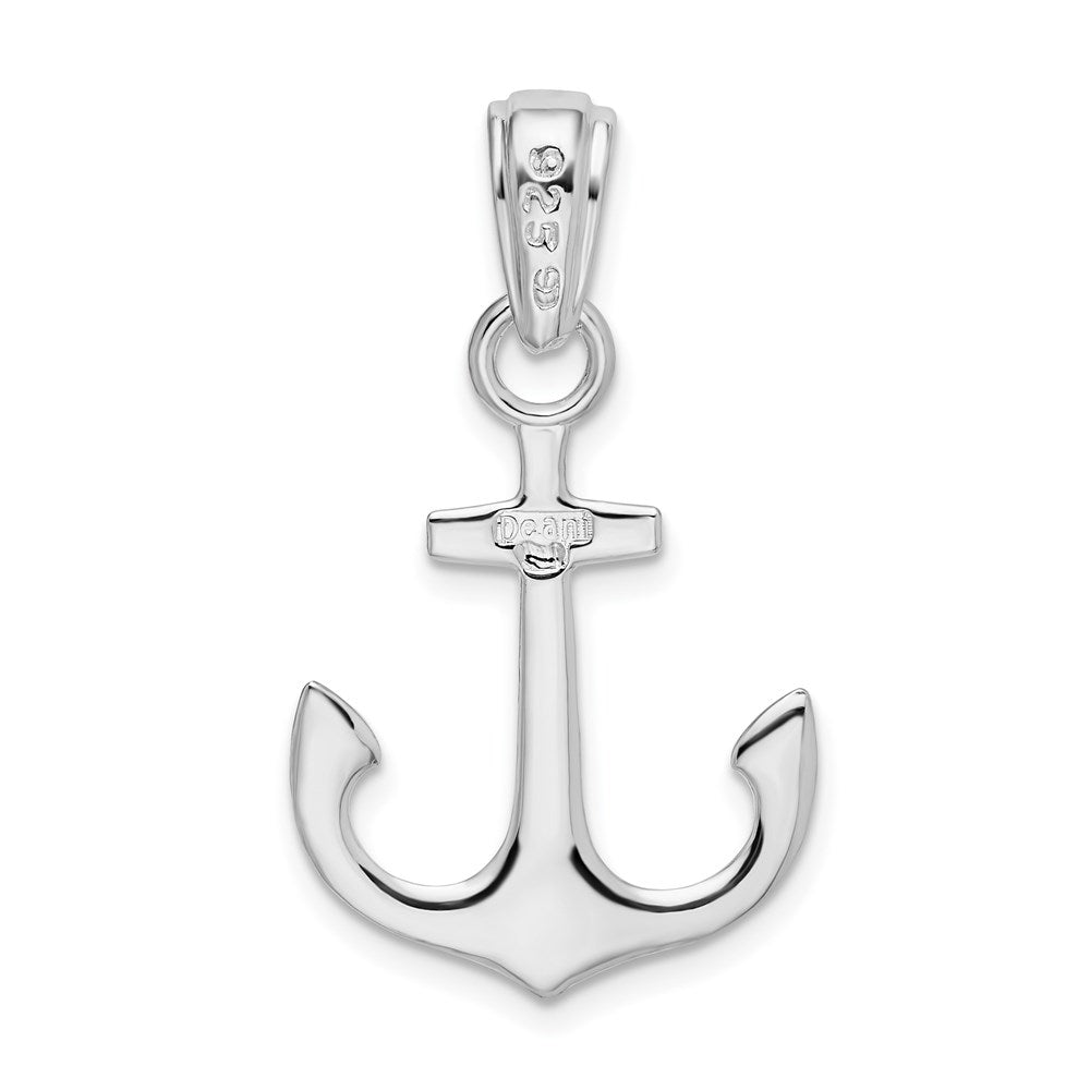 Sterling Silver Rhodium-plated Polished 3D Anchor Pendant