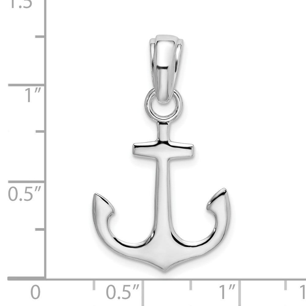 Sterling Silver Rhodium-plated Polished 3D Anchor Pendant