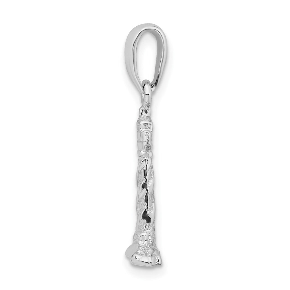 Sterling Silver Polished 3D Cape Hatteras Lighthouse Pendant