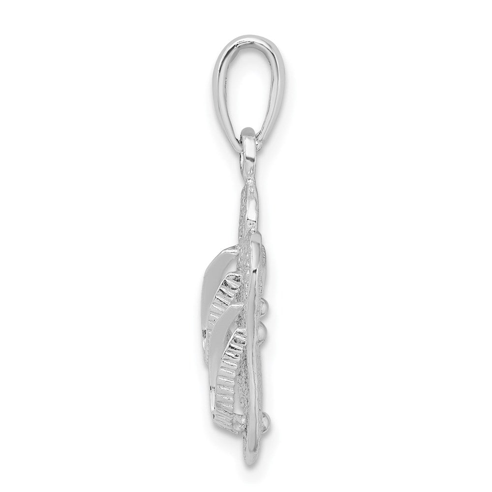 Sterling Silver Rhodium-plated Polished 3D Flip-flops Pendant