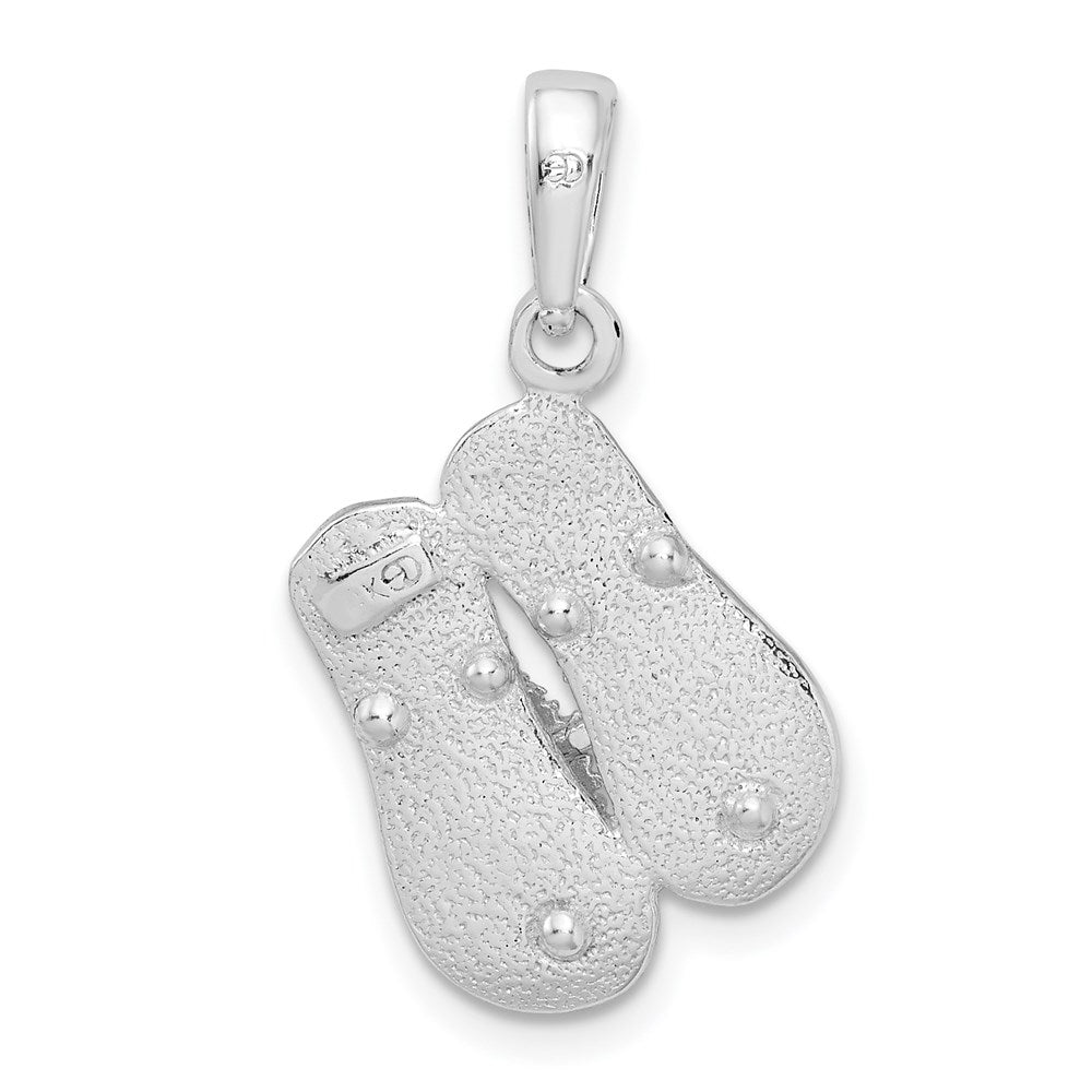 Sterling Silver Rhodium-plated Polished 3D Flip-flops Pendant