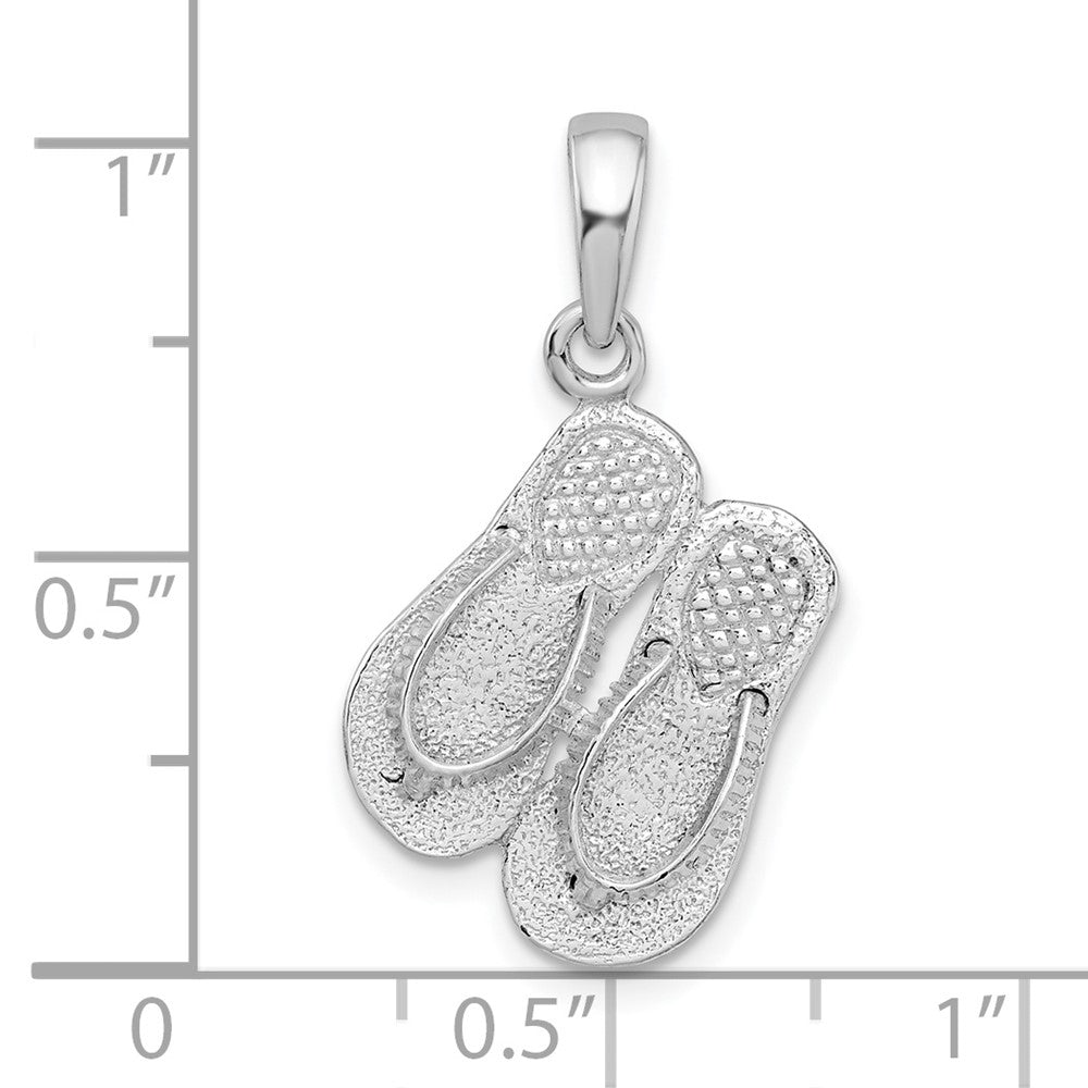 Sterling Silver Rhodium-plated Polished 3D Flip-flops Pendant