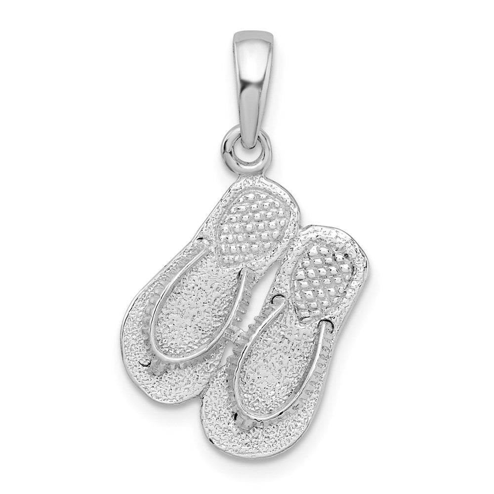 Sterling Silver Rhodium-plated Polished 3D Flip-flops Pendant