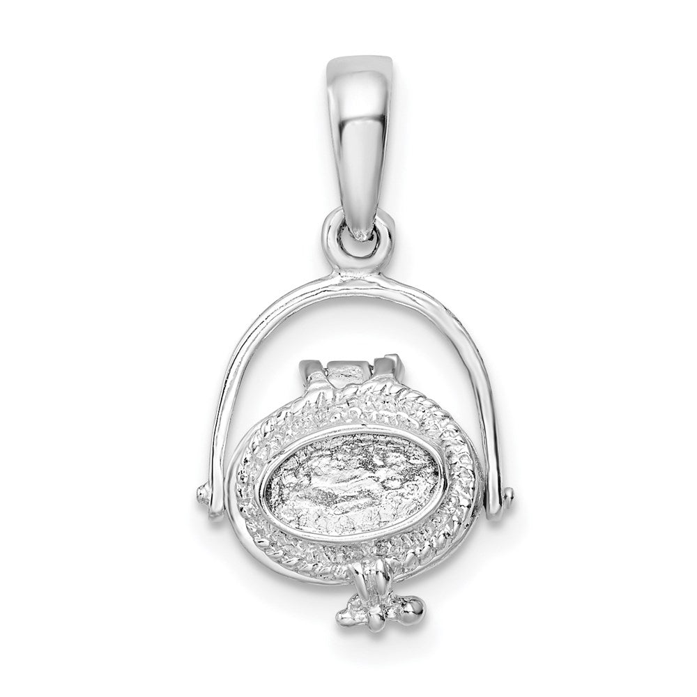 Sterling Silver Rhod-plated 3D Moveable Nantucket Basket Pendant