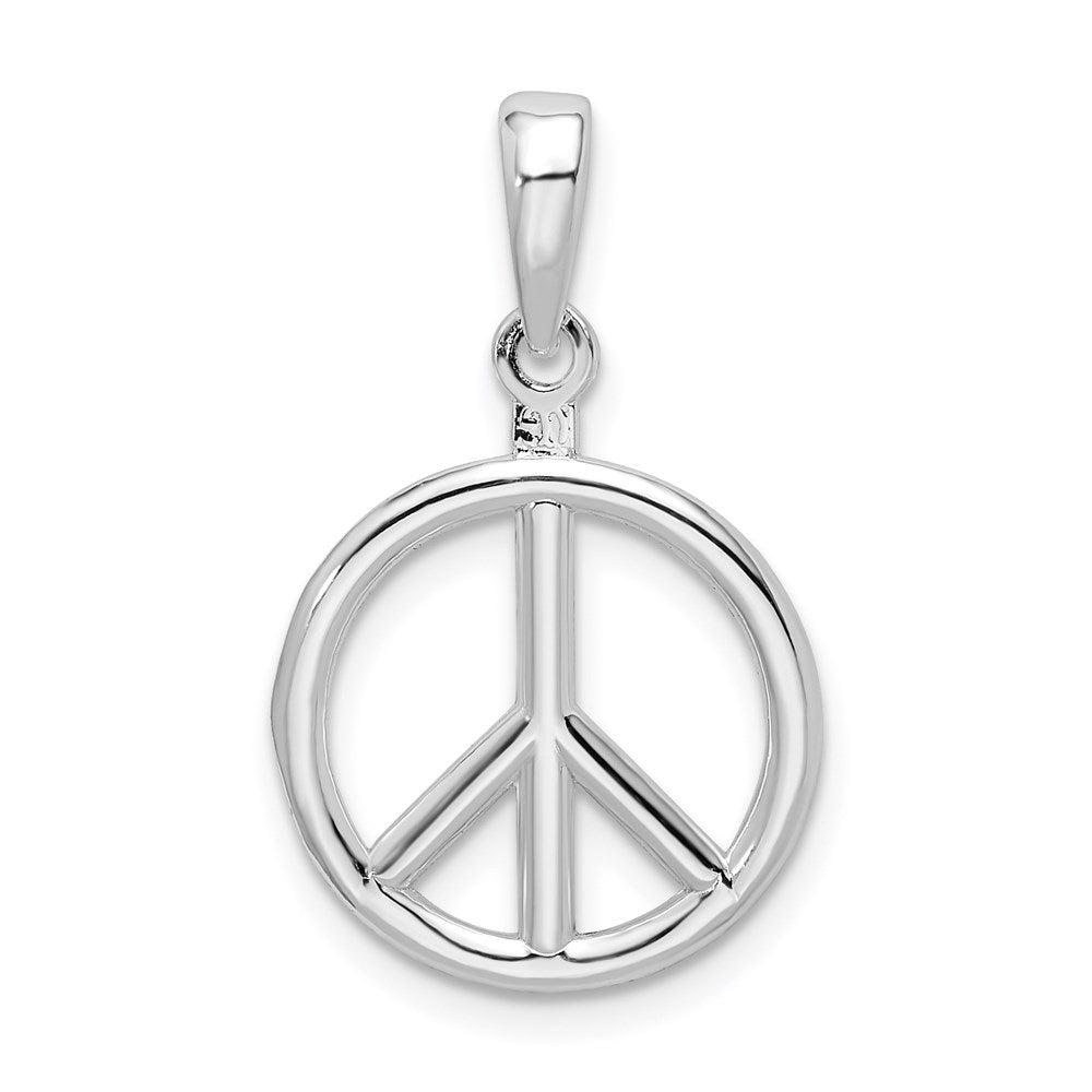 Sterling Silver Rhodium-plated Polished Peace Symbol Pendant