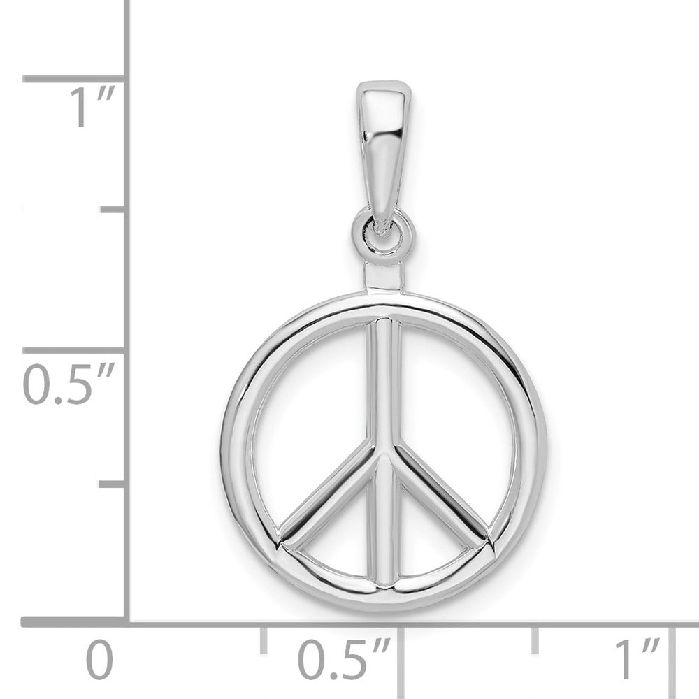 Sterling Silver Rhodium-plated Polished Peace Symbol Pendant