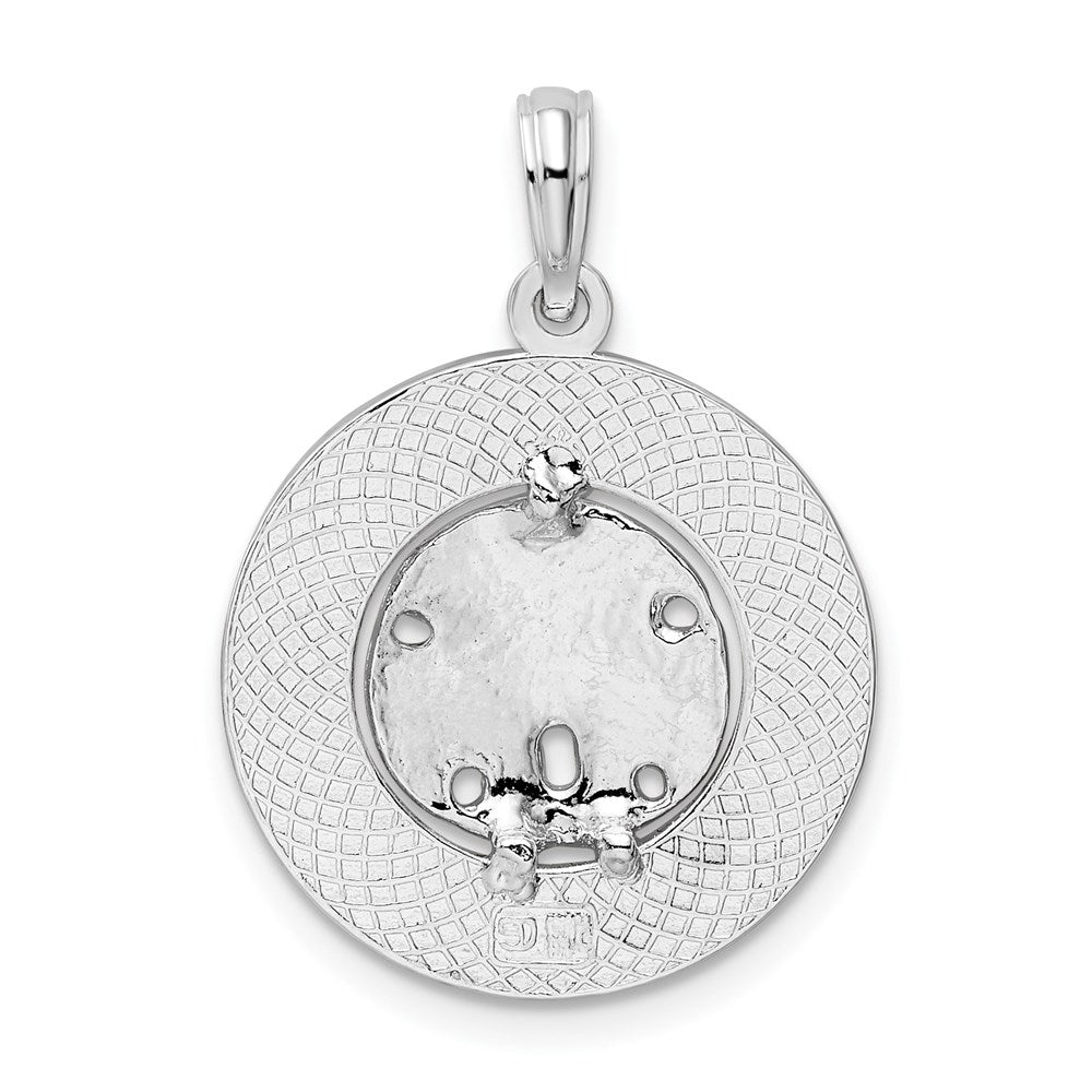Sterling Silver Rhodium-plated Textured Turks Caicos Sand Dollar Pendant