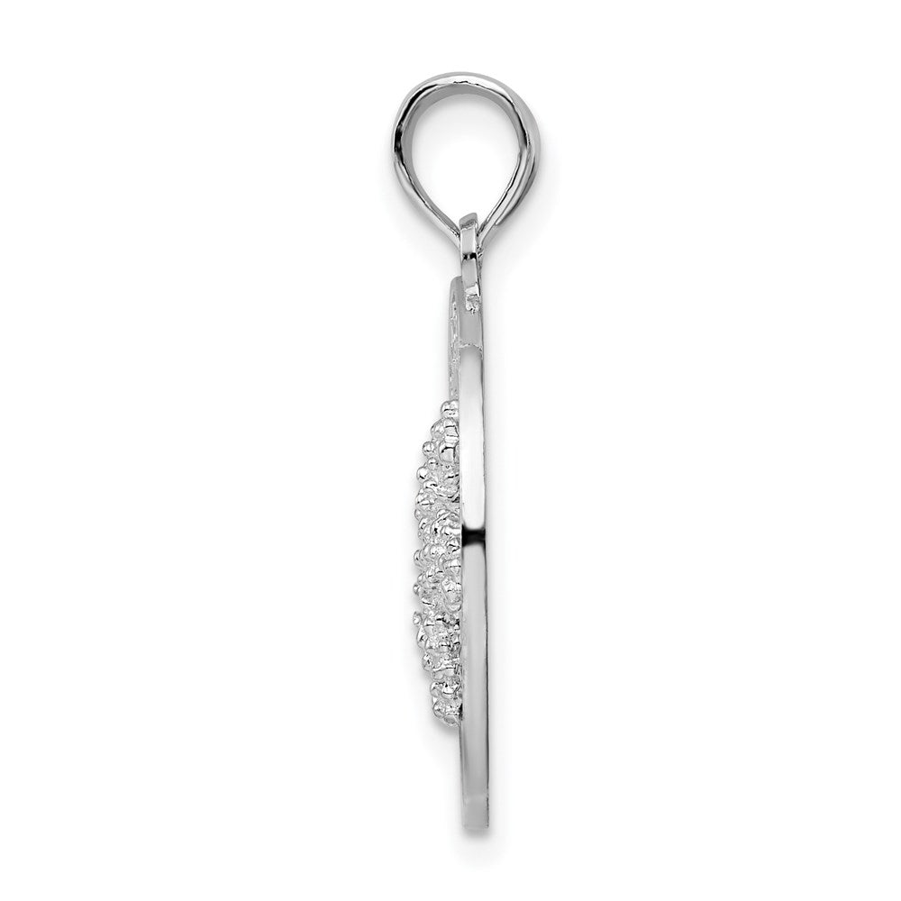 Sterling Silver Rhodium-plated Textured Turks Caicos w/Starfish Pendant