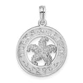 Sterling Silver Rhodium-plated Textured Turks Caicos w/Starfish Pendant