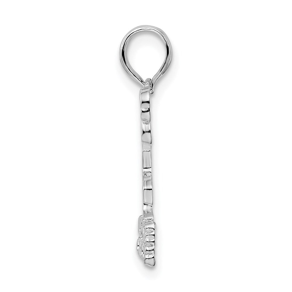 Sterling Silver Rhodium-plated Polished Turks Caicos Flamingo Pendant