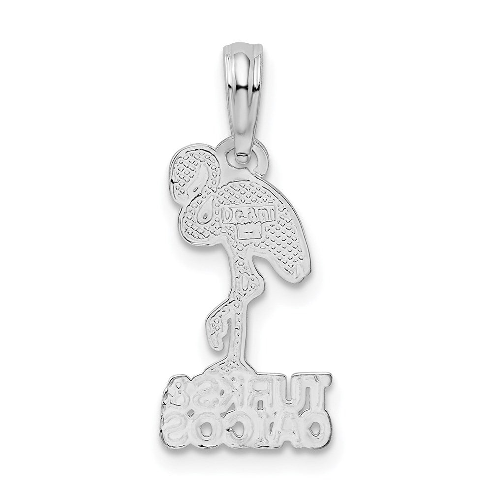 Sterling Silver Rhodium-plated Polished Turks Caicos Flamingo Pendant