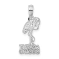 Sterling Silver Rhodium-plated Polished Turks Caicos Flamingo Pendant