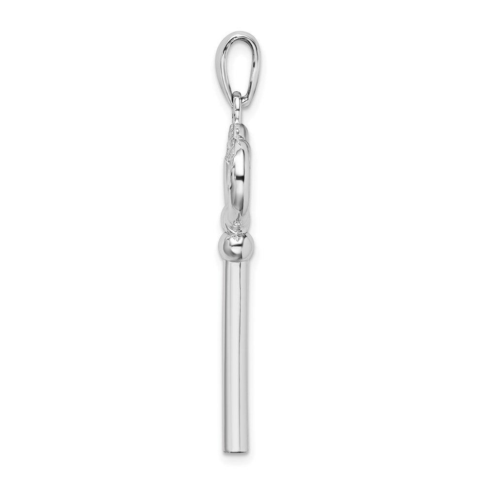 Sterling Silver Rhodium-plated 3D KEY TO MY HEART Key Pendant