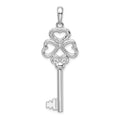 Sterling Silver Rhod-plated 3D KEY TO MY HEART Heart Top Key Pendant