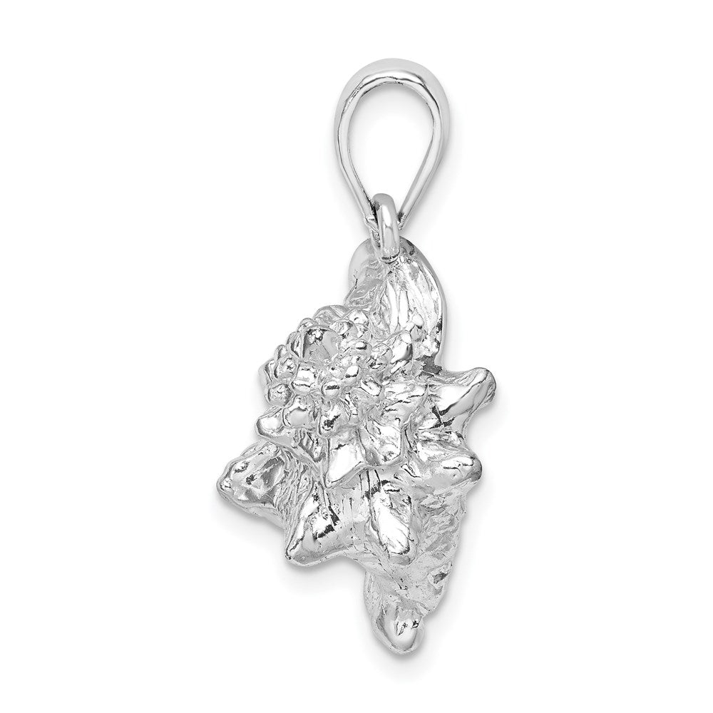 Sterling Silver Rhodium-plated Polished 3D Large Conch Shell Pendant