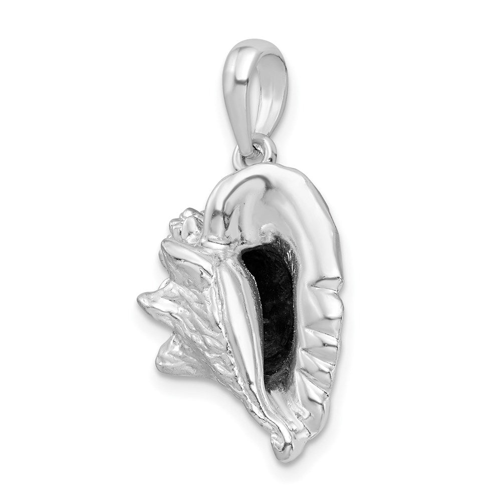 Sterling Silver Rhodium-plated Polished 3D Large Conch Shell Pendant