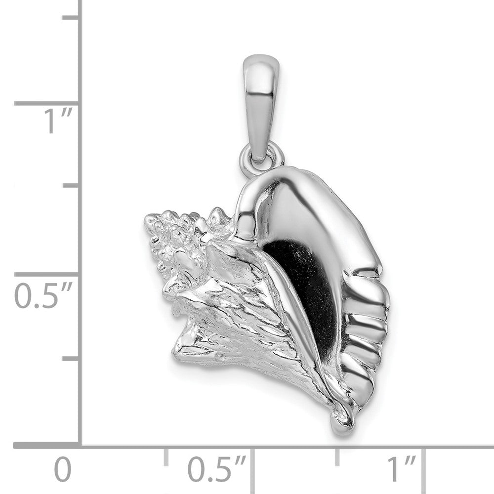 Sterling Silver Rhodium-plated Polished 3D Large Conch Shell Pendant