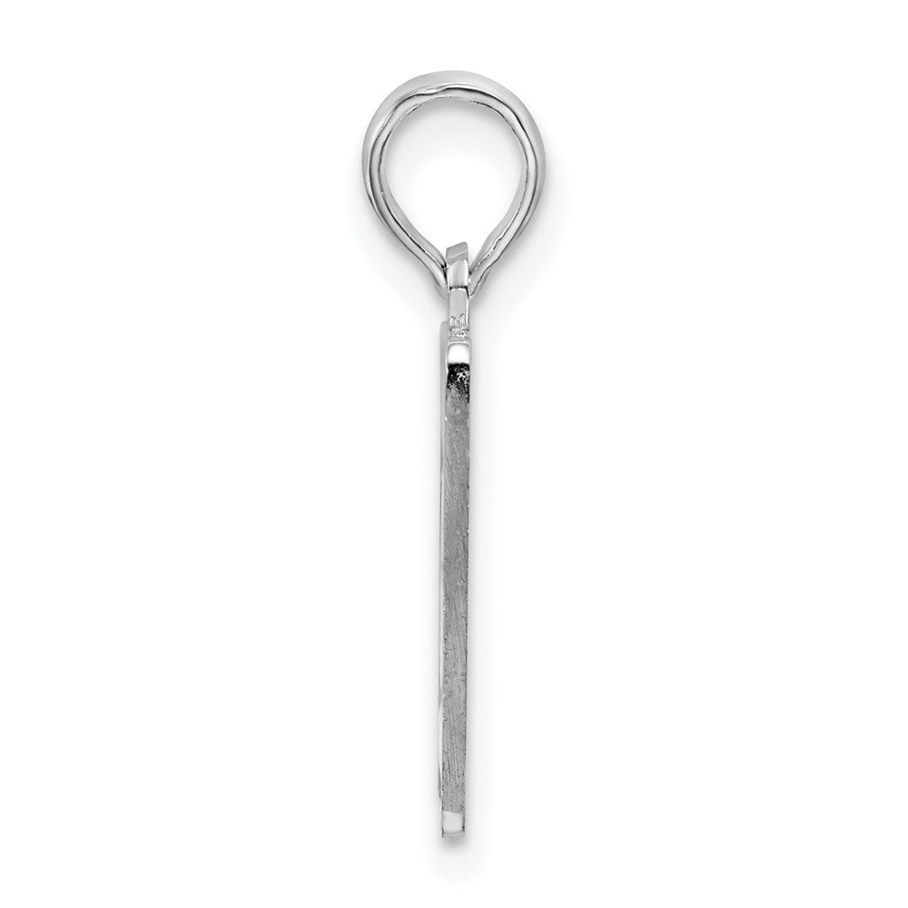 Sterling Silver Rhodium-plated Polished 0 Mile Marker Key West Pendant