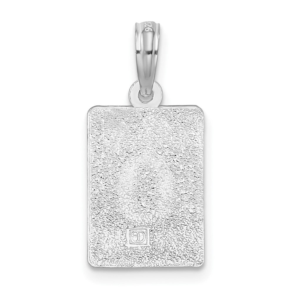 Sterling Silver Rhodium-plated Polished 0 Mile Marker Key West Pendant